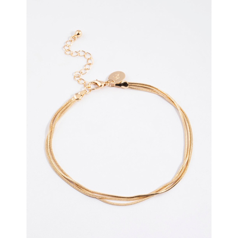 Gold Triple Row Snake Chain Anklet