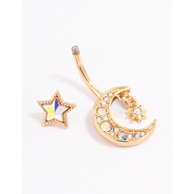 Gold Plated Surgical Steel Twilight Charm Belly Ring