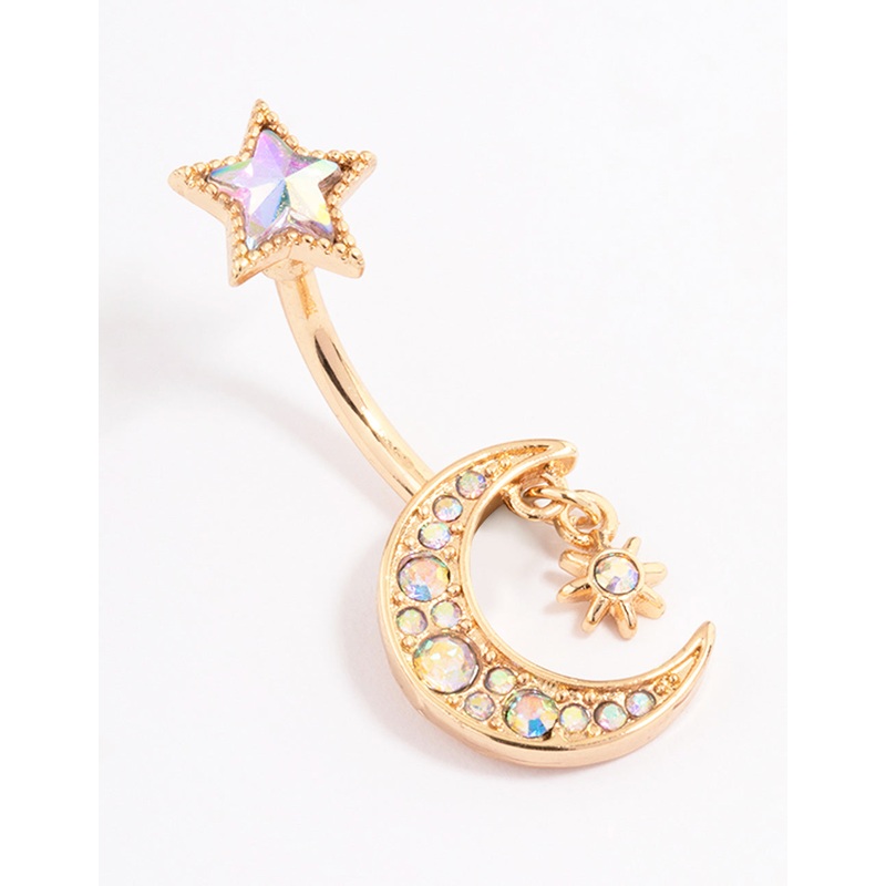 Gold Plated Surgical Steel Twilight Charm Belly Ring