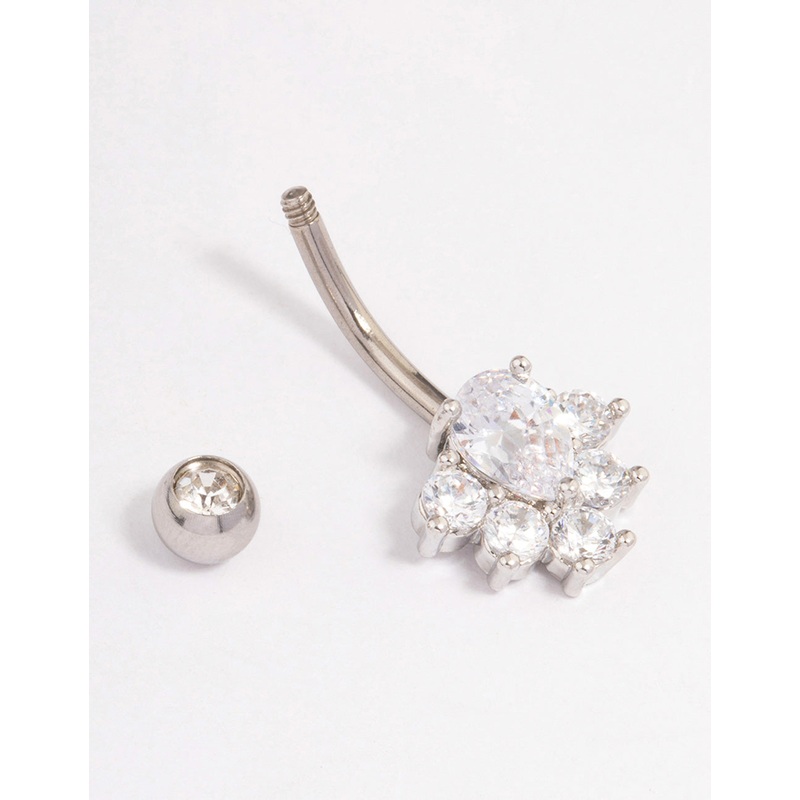 Surgical Steel Cubic Zirconia Cluster Belly Ring