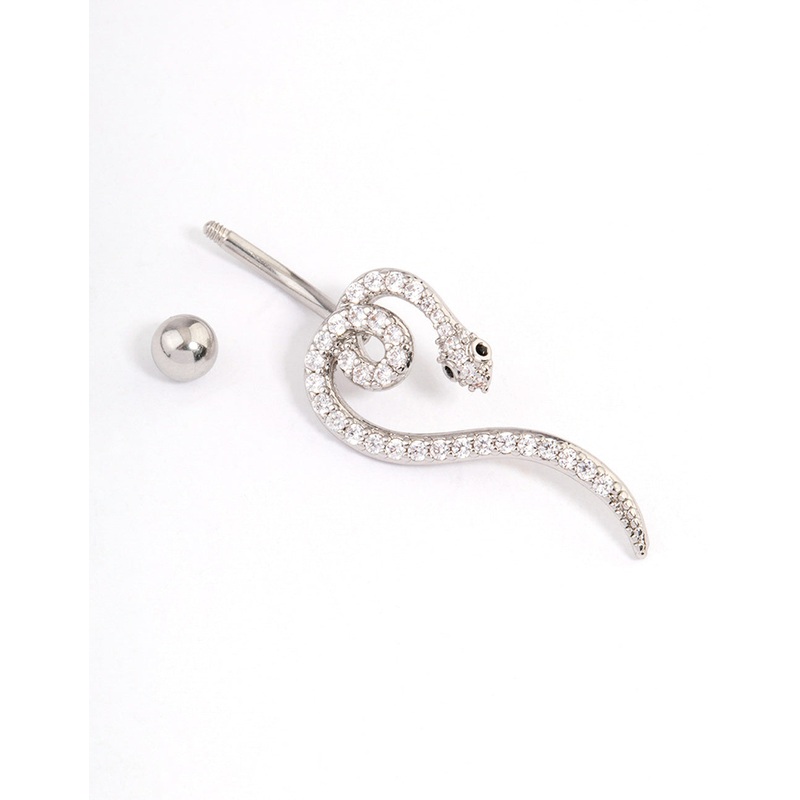 Surgical Steel Cubic Zirconia Serpent Belly Ring
