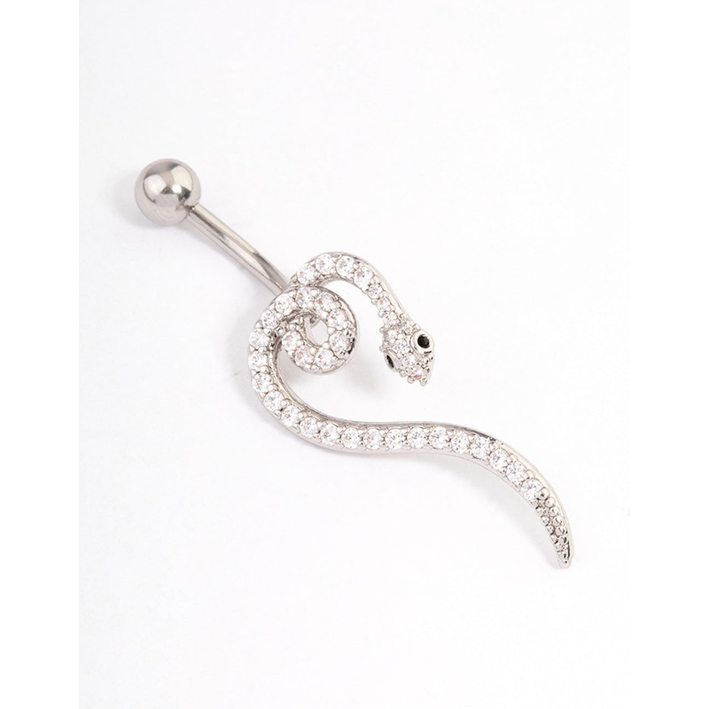 Surgical Steel Cubic Zirconia Serpent Belly Ring