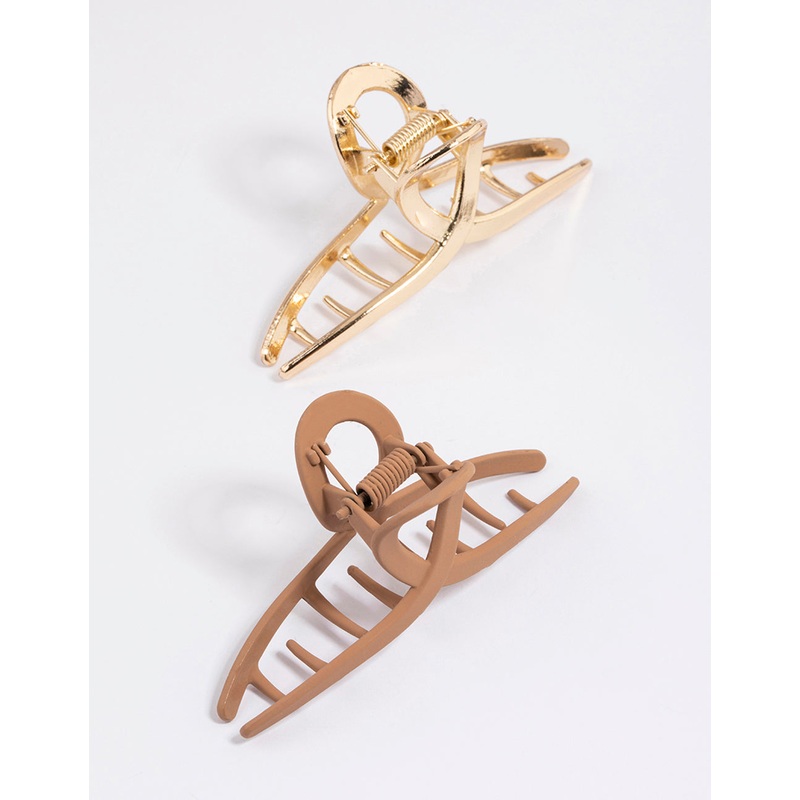 Brown Coated Metal Claw Clip Pack