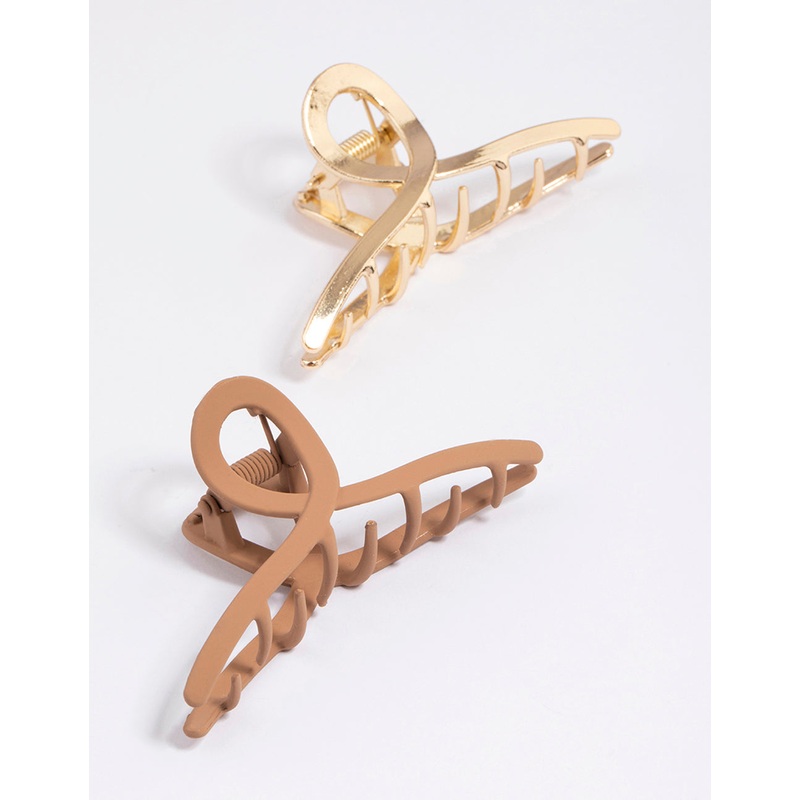 Brown Coated Metal Claw Clip Pack