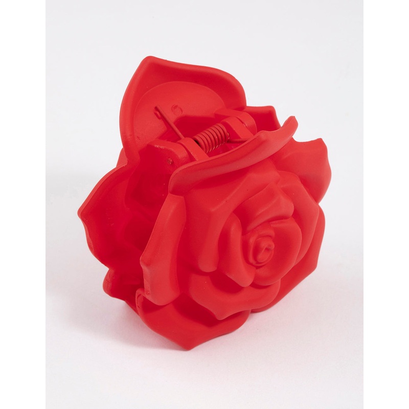 Plastic Romantic Red Rose Claw Clip