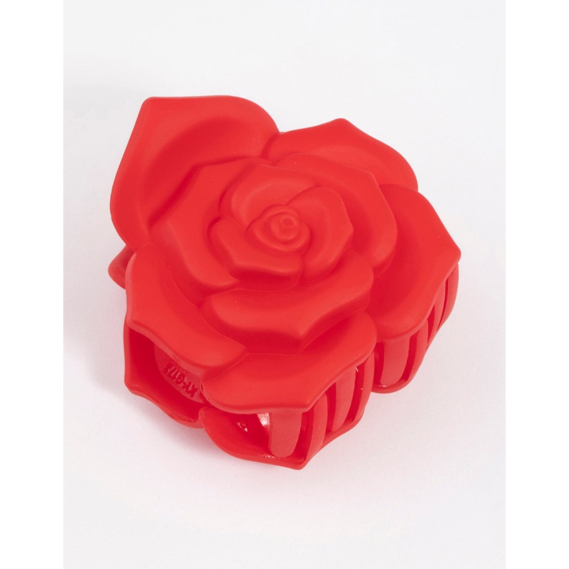 Plastic Romantic Red Rose Claw Clip
