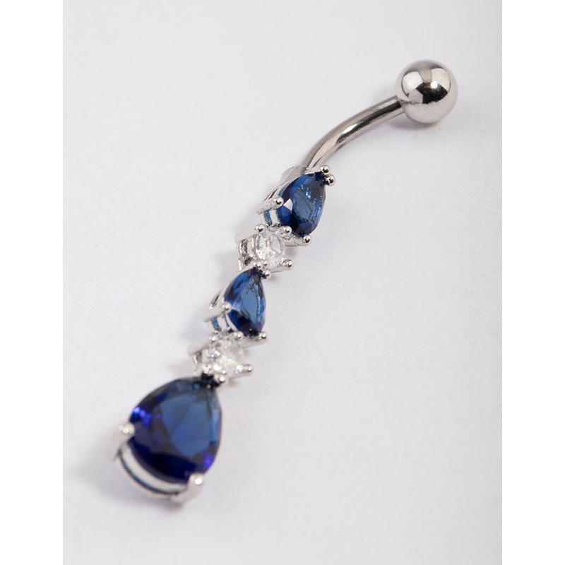 Surgical Steel Cubic Zirconia Tier Trio Belly Ring