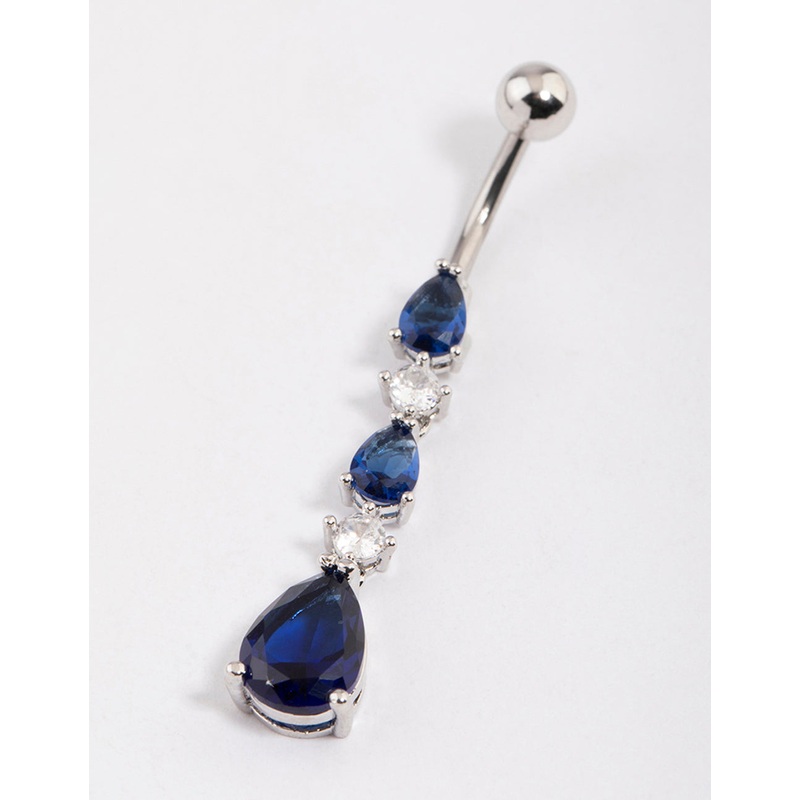 Surgical Steel Cubic Zirconia Tier Trio Belly Ring
