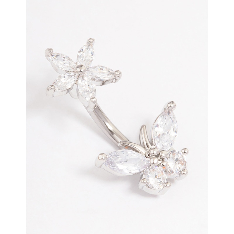 Surgical Steel Flower & Butterfly Belly Ring