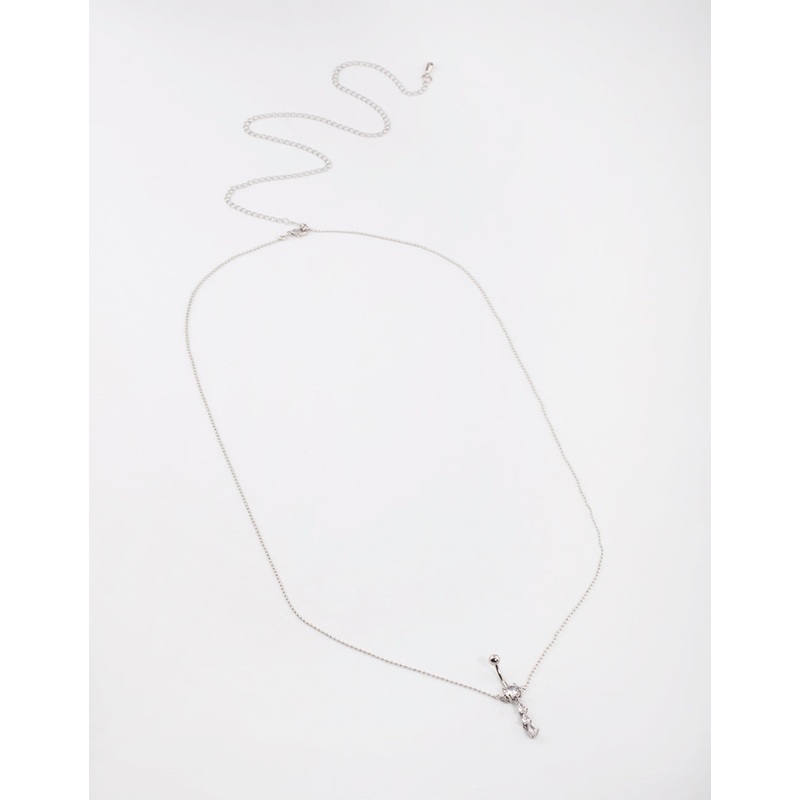 Surgical Steel Pear Drop Belly Ring Chain