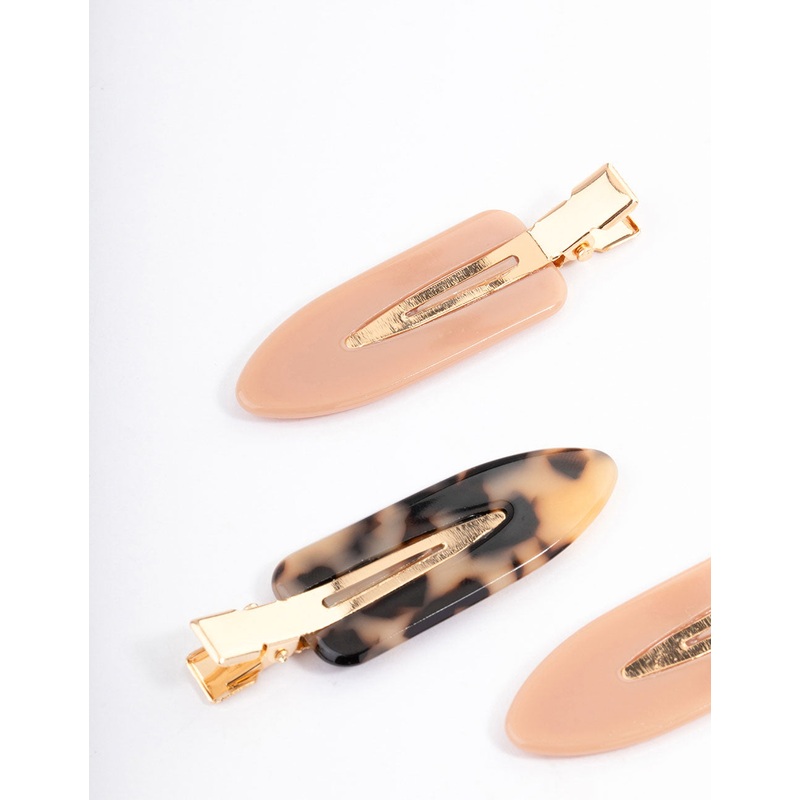 Brown Tortoiseshell Flat Hair Clip 4-Pack