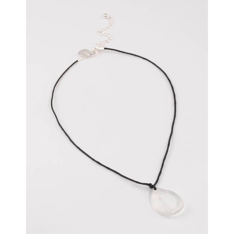 Fabric Clear Quartz Teardrop Collar Necklace