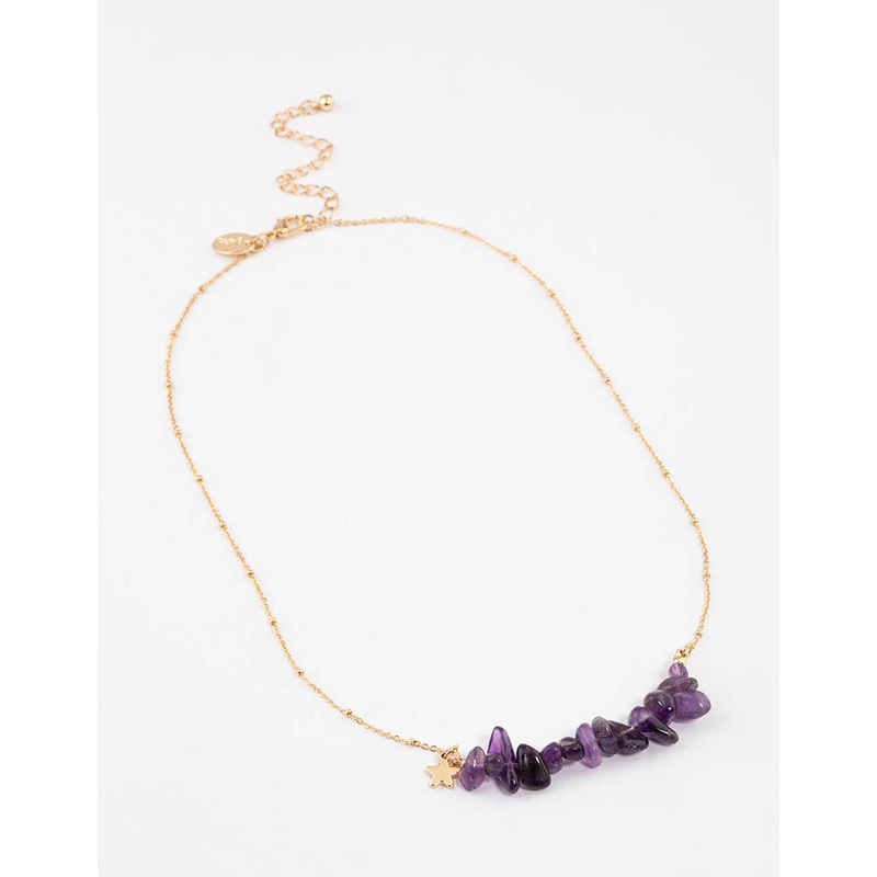 Gold Amethyst Molten Stone Necklace