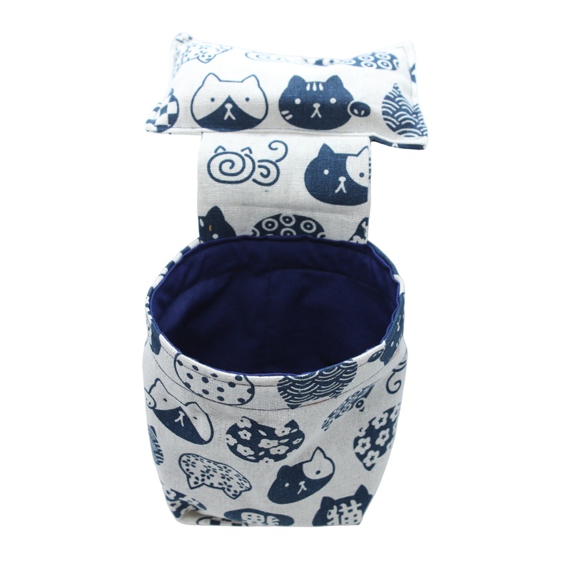 Handmade Pin Cushion & Thread Catcher – Cats Blue/White