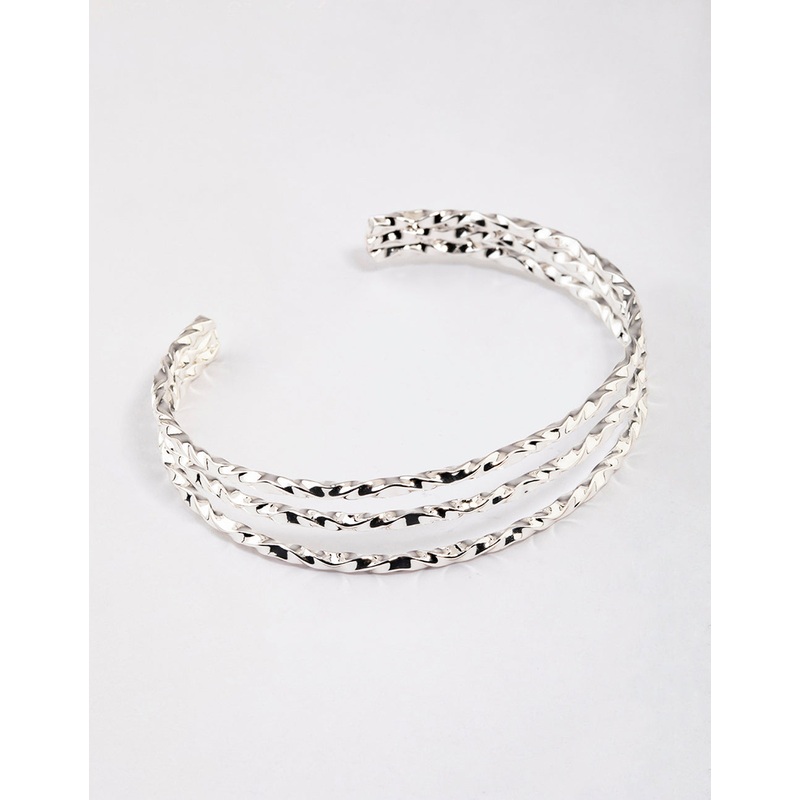 Silver Twisted Triple Row Cuff