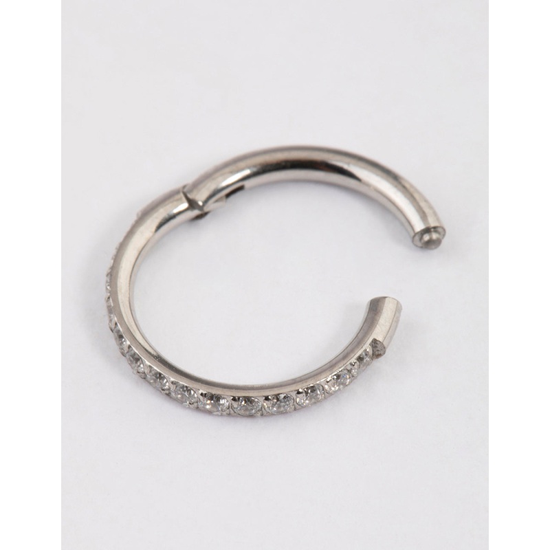 Surgical Steel Fine Pave Band Clicker Ring