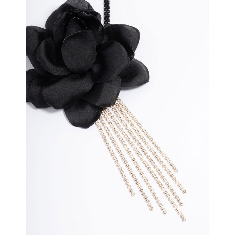 Gold & Black Flower Cup Chain Choker