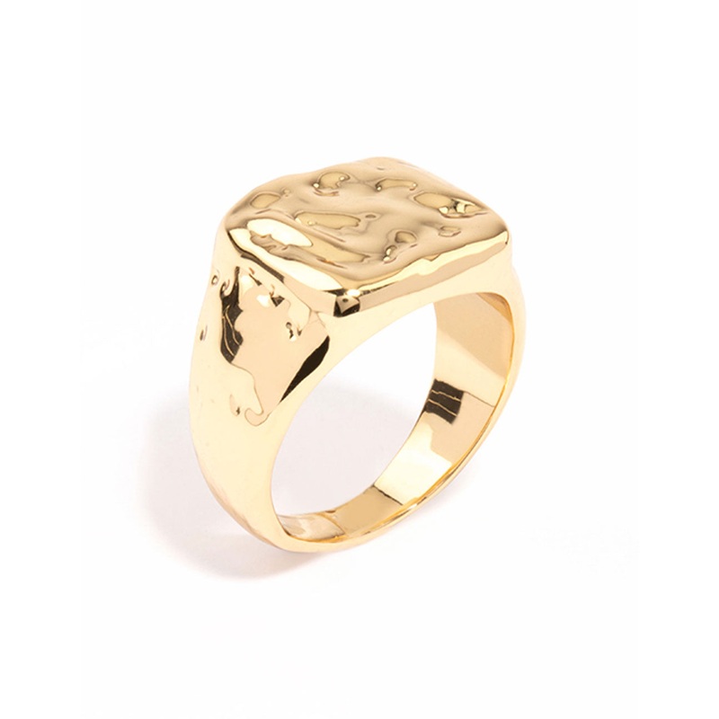 Gold Plated Molten Signet Ring
