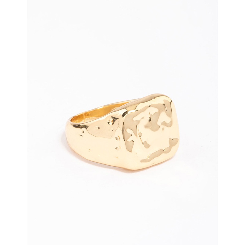Gold Plated Molten Signet Ring