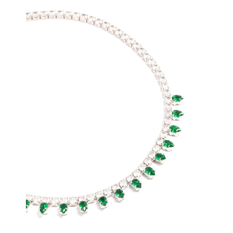 Silver Cubic Zirconia Cup Chain Teardrop Choker