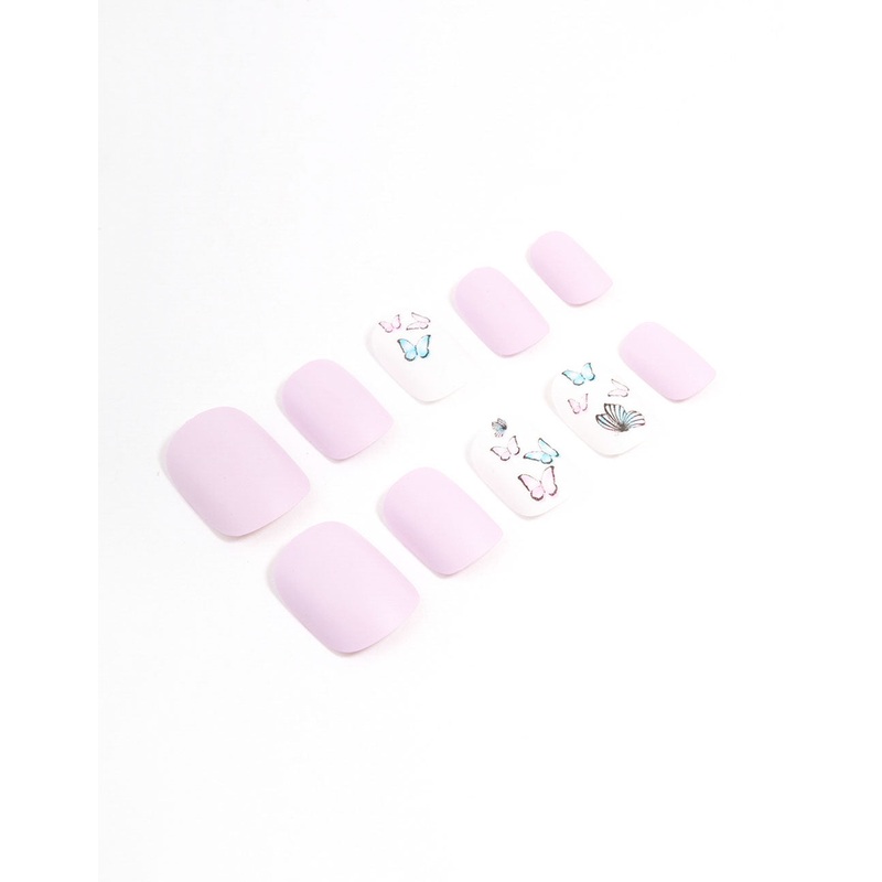 Tweens Lilac & Butterfly Press On Nails