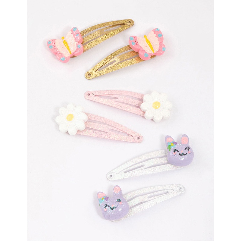 Kids Mixed Cat & Flower Hair Snaps 6-Pack