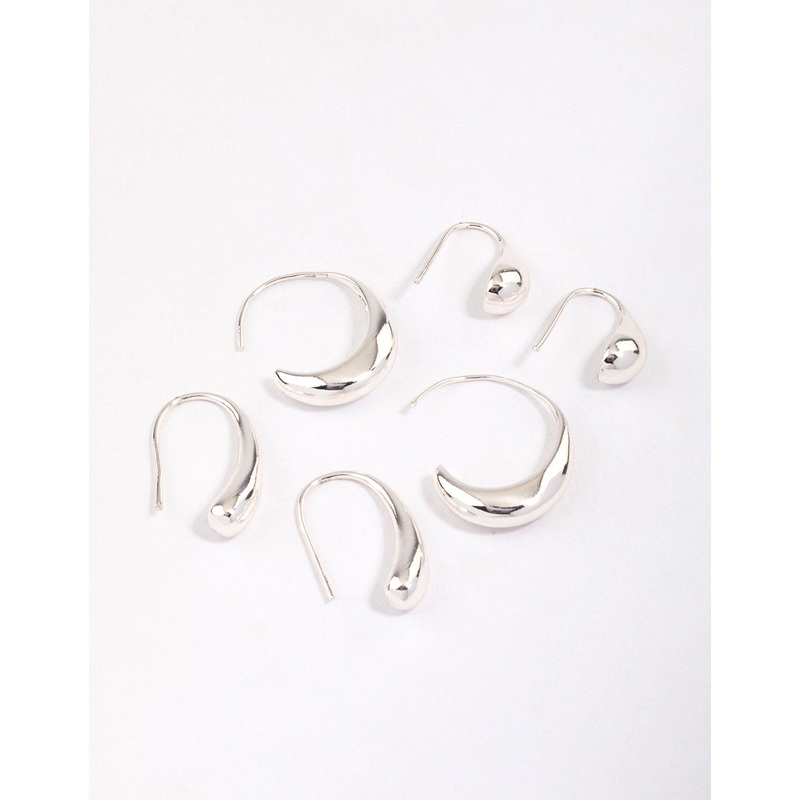 Silver Teardrop Hoop Earrings Pack