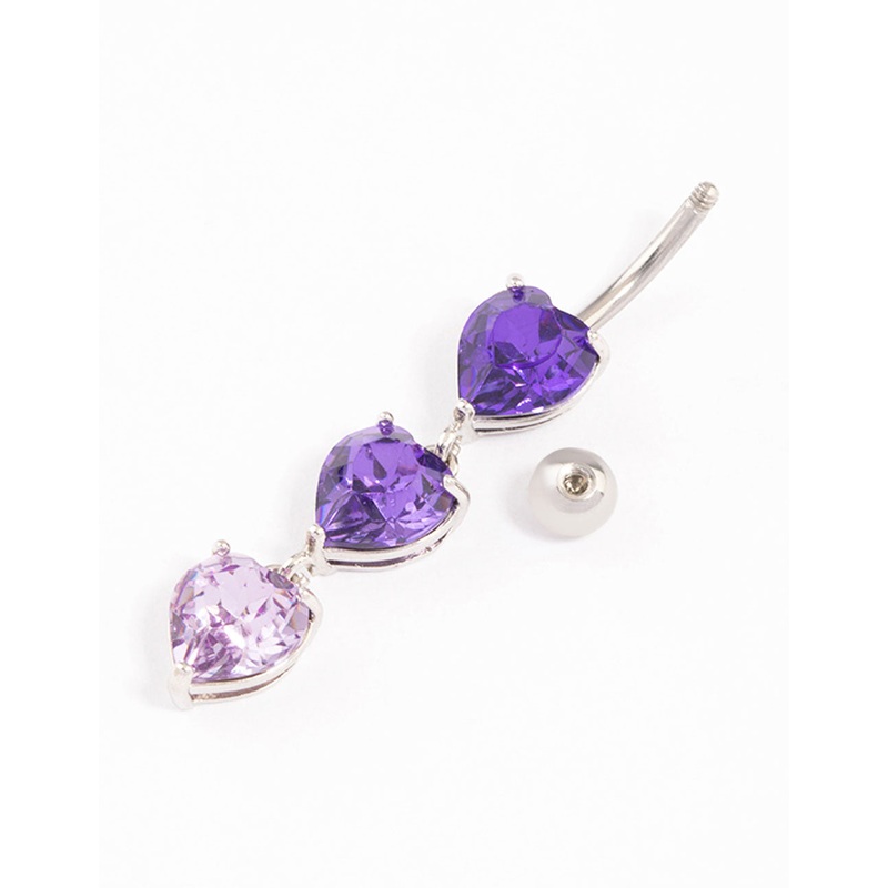 Surgical Steel Graduating Heart Ombre Belly Ring