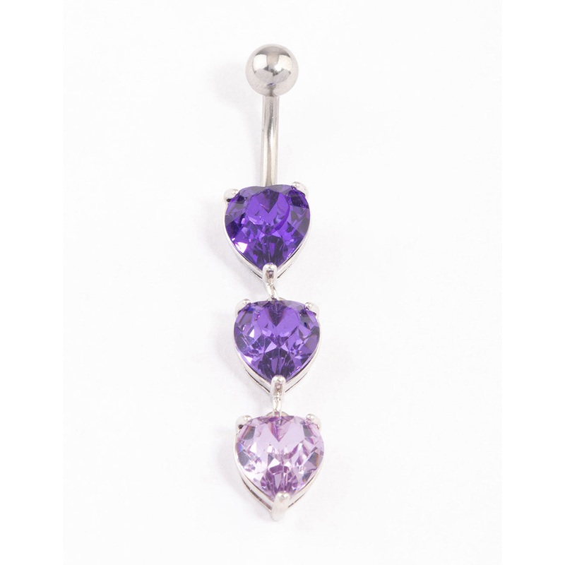 Surgical Steel Graduating Heart Ombre Belly Ring