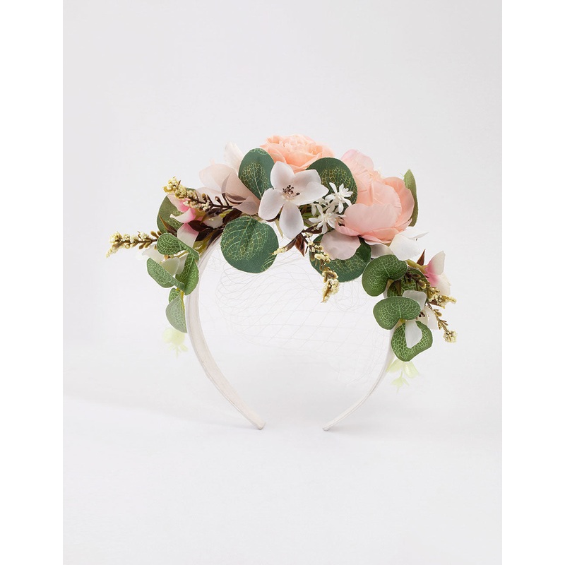 Fabric Flower & Veil Headband