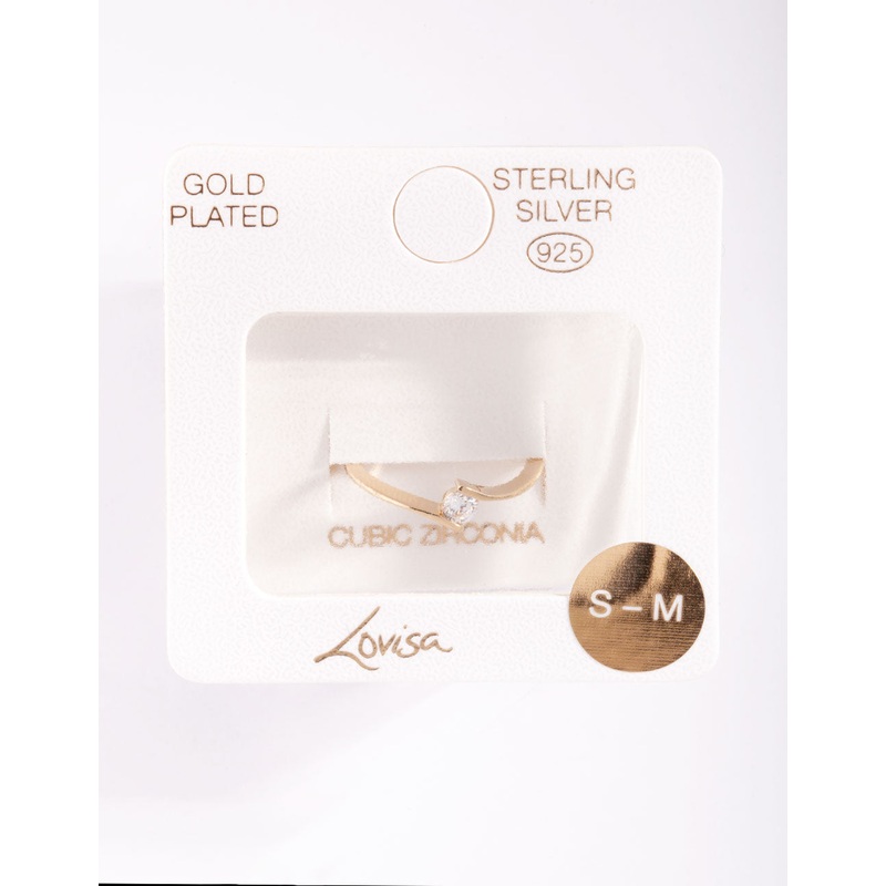 Gold Plated Sterling Silver Cubic Zirconia Twist Ring