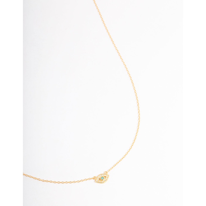 Gold Plated Sterling Silver Evil Eye Necklace