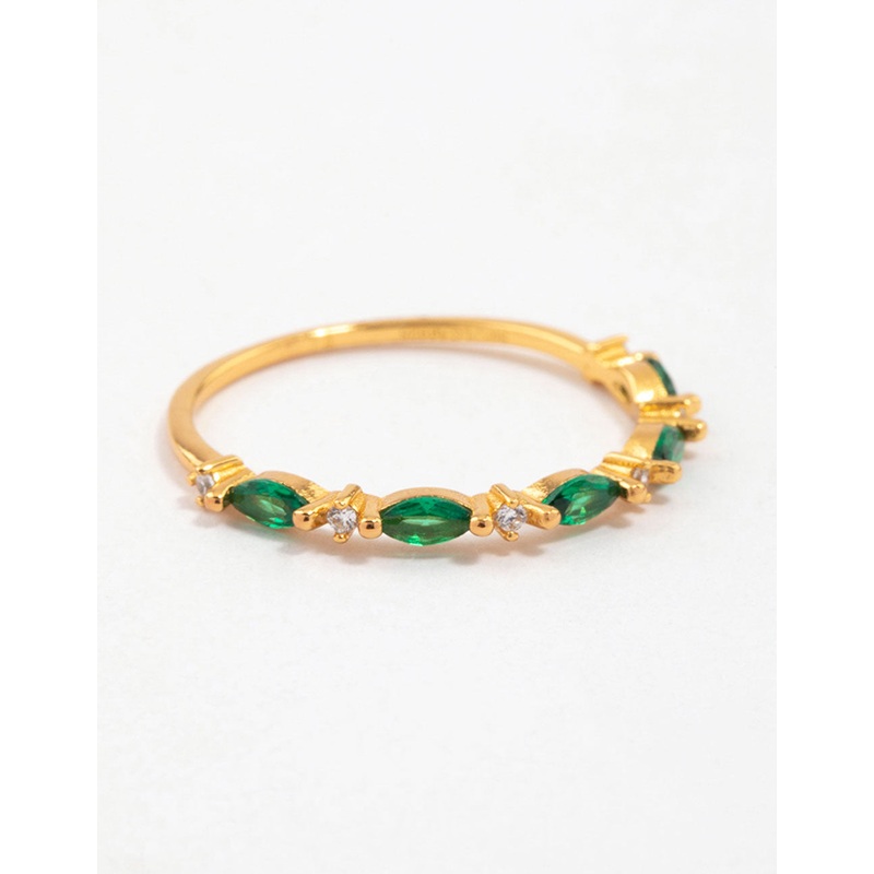 Gold Plated Sterling Silver Marquise Round Cubic Zirconia Ring