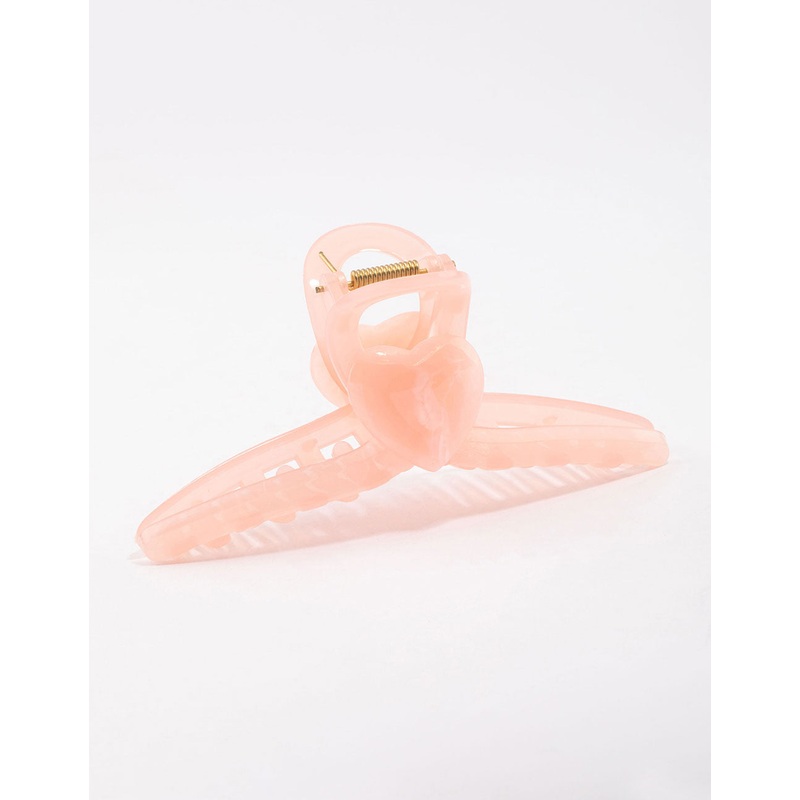 Pink Acrylic Large Heart Hoop Hair Claw Clip