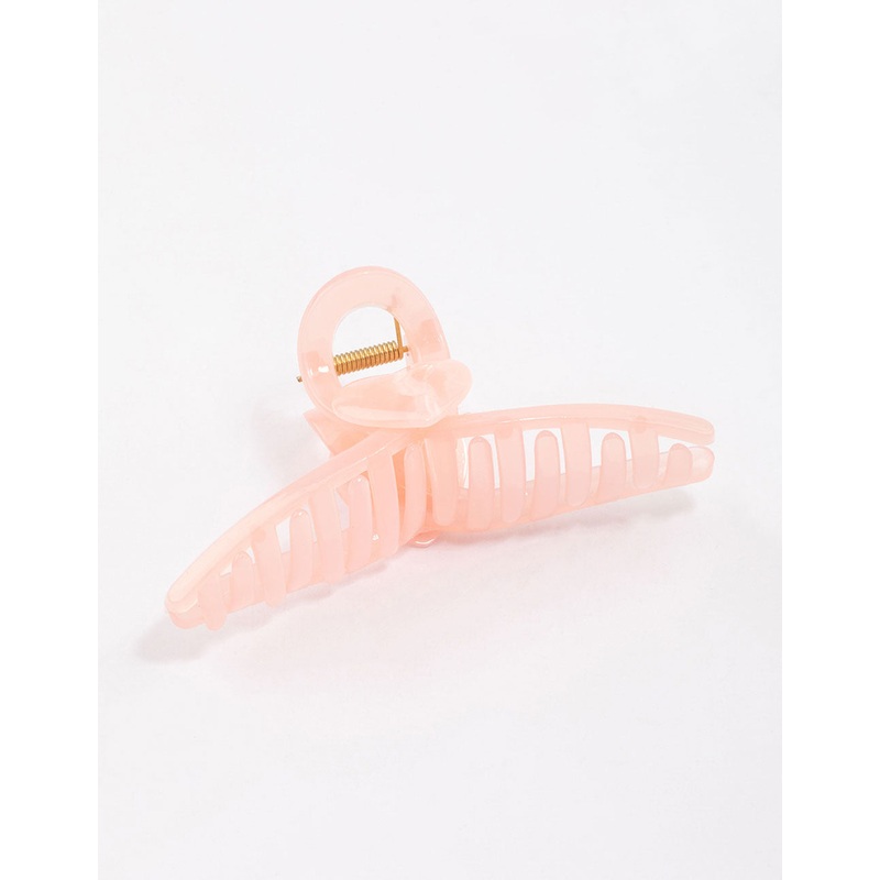 Pink Acrylic Large Heart Hoop Hair Claw Clip