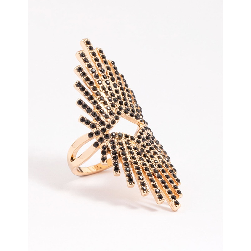 Black Statement Spray Diamante Ring