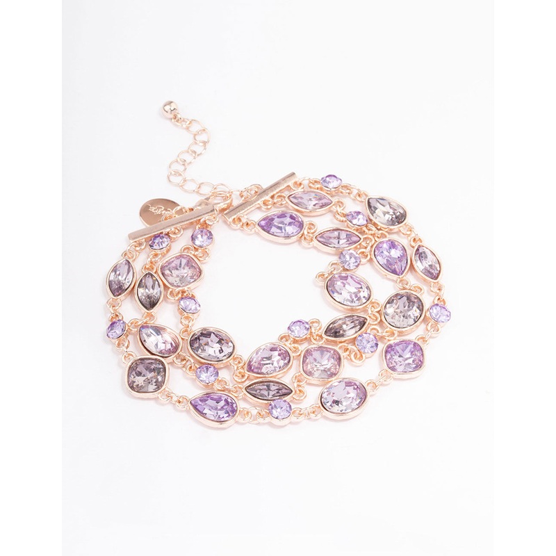 Rose Gold Marquise Mixed Stone Chain Bracelet