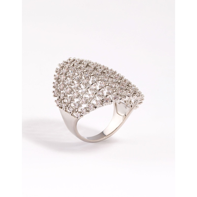 Silver Cubic Zirconia Shield Ring