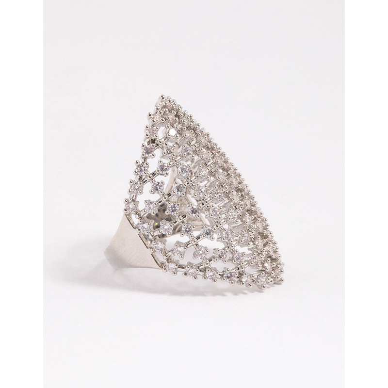 Silver Cubic Zirconia Shield Ring