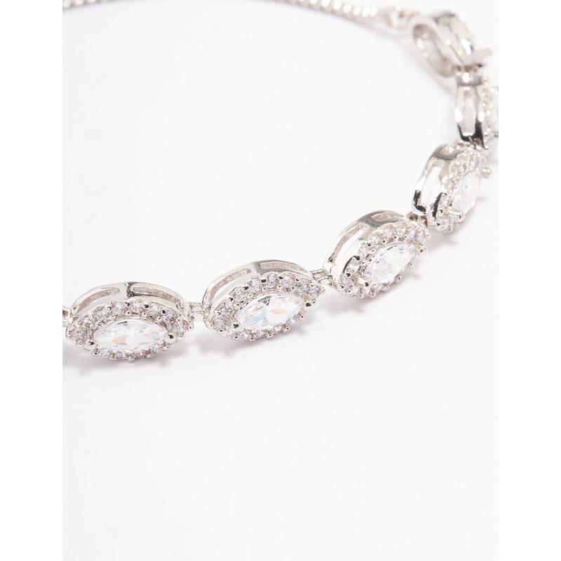 Silver Marquise Cubic Zirconia Toggle Bangle