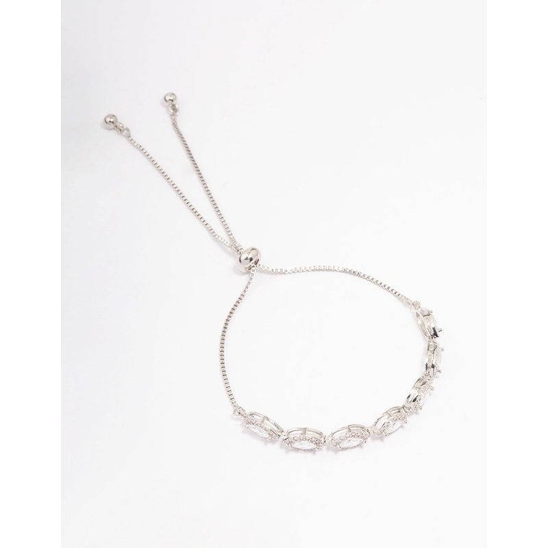 Silver Marquise Cubic Zirconia Toggle Bangle