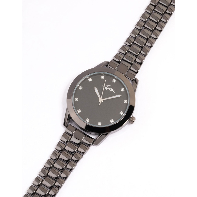 Coated Black Metal Square Crystal Marker Watch