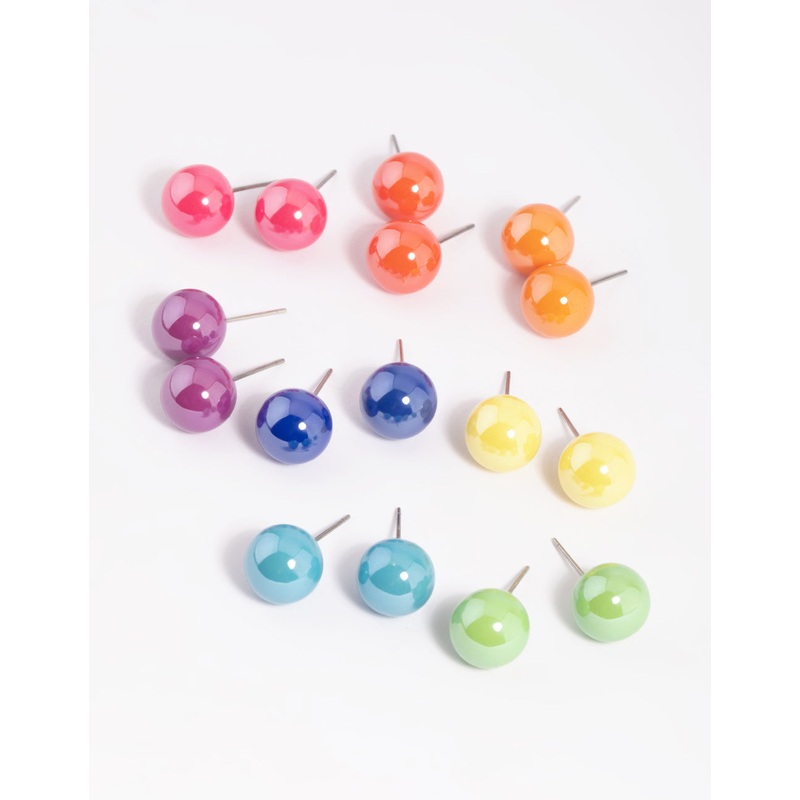 Colourful Ball Stud Earring 8-Pack