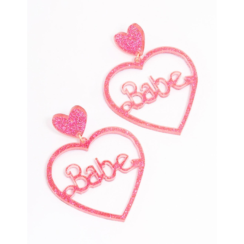 Gold Babe Heart Drop Earrings