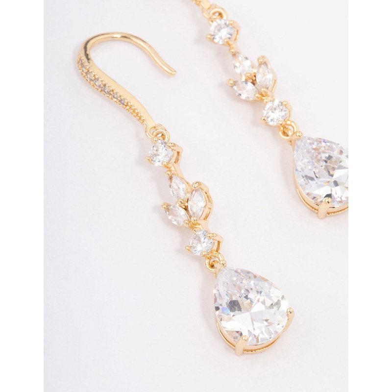 Gold French Pear Drop Earrings