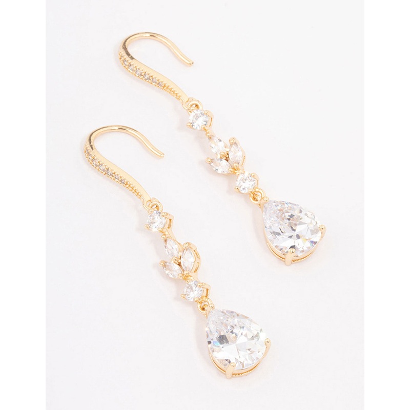 Gold French Pear Drop Earrings