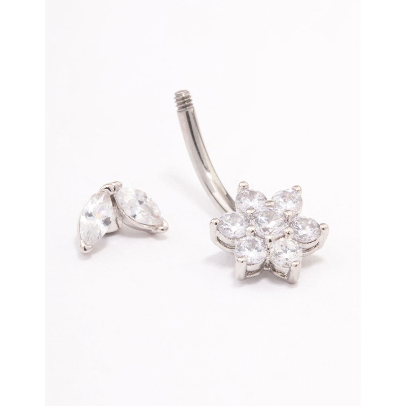 Surgical Steel Flower & Leaf Belly Ring