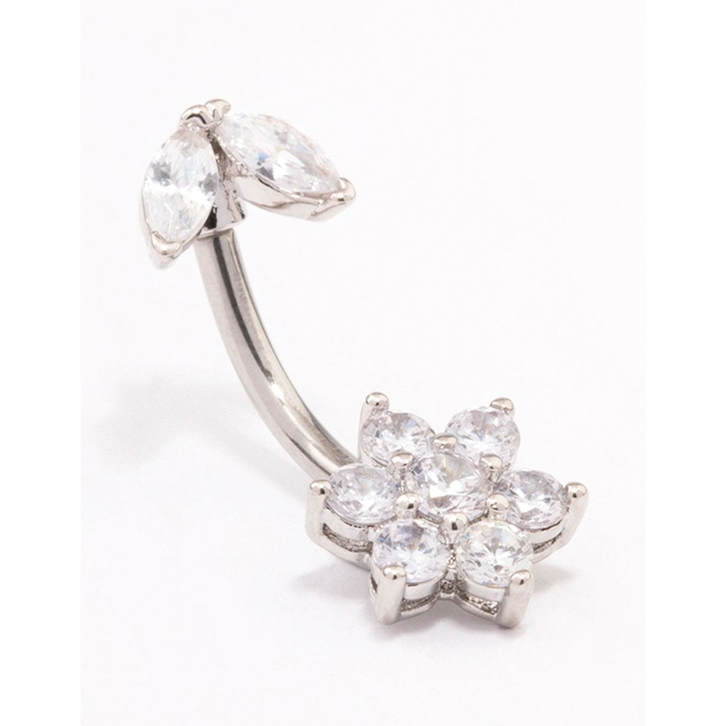 Surgical Steel Flower & Leaf Belly Ring