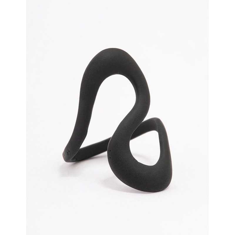 Black Curved Swoop Ring|SM|ML