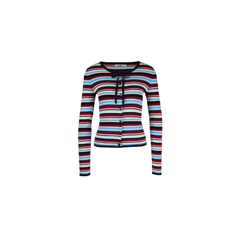 EMMA CARDIGAN BURGUNDY BLUE STRIPE